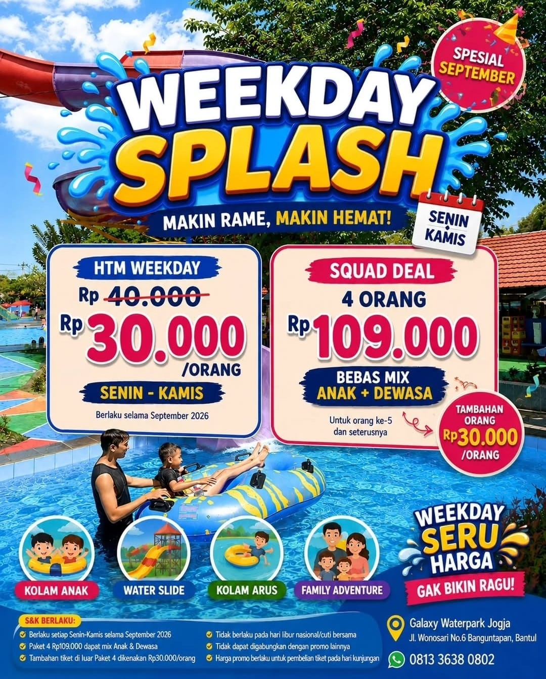 Poster promo Weekday Splash Galaxy Waterpark